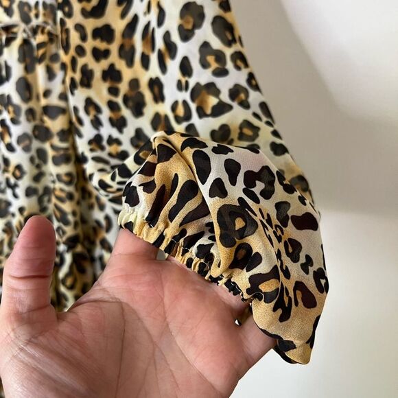 NWT Altar'd State Leopard Print Long Sleeve Flowy Tiered Mini Dress Size S - Picture 9 of 13
